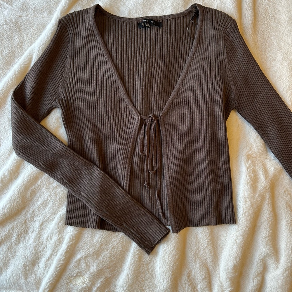 Love Tree Tie-front Sweater